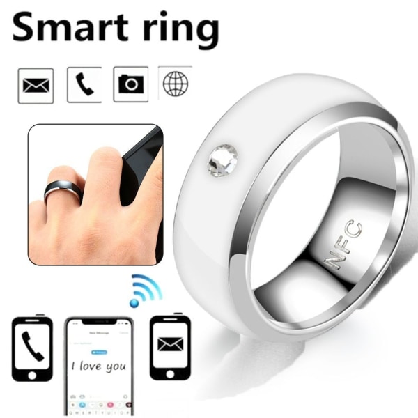 NFC Smart Ring Finger Digital Ring VALKOINEN 11 11 WHITE 11-11