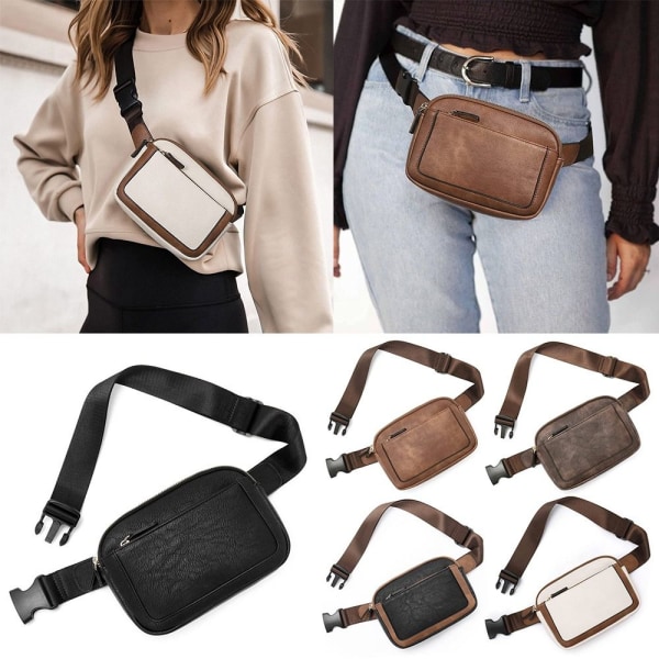 Lær Fanny Packs for Dame Dame Belteveske BEIGE MED BRUNT Beige with Brown