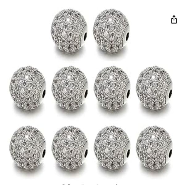 Hvit Zircon Cubic Beads Rondelle Spacer Beads Rhinestone