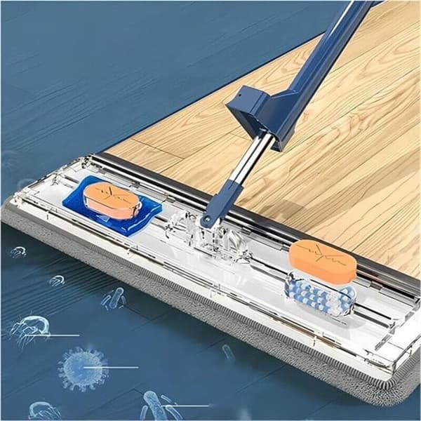 Stor Plattmopp 360° Mikrofiber Roterande Moppar VIT White