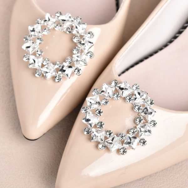 2 STK Skodekorationer Rhinestone Shoe Clip D D D