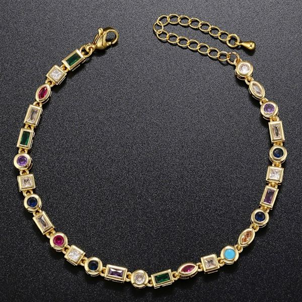 Makeisuuhaara Kuutiosirkonilla Kulta Rannekoru 245MM Kulta Gold Bracelet245mm