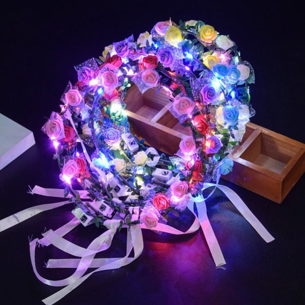 2 st Glödande LED-krans Halloween Crown Flower 3 3 3