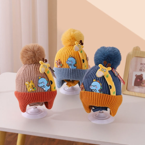 Baby Boy Bonnet Fur Ball KAHVI Coffee