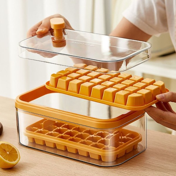 Ice Cube Tray Mould KELTAINEN KAKSOISKERTOS KAKSOISKERTOS Yellow Double layer-Double layer