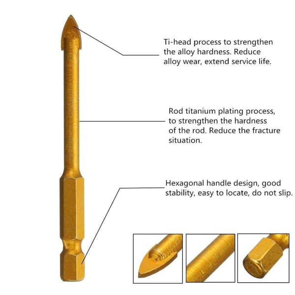 10 STK Tungsten Carbide Bore Bit Glas Bor Bits Trekant