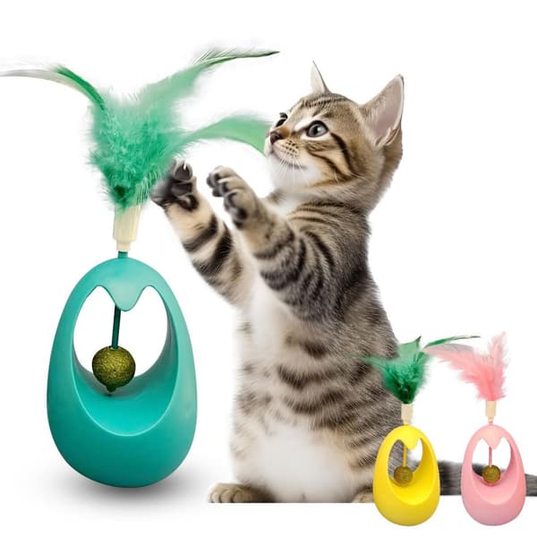 Catnip Ball Cat Teaser Stick BLÅ blue