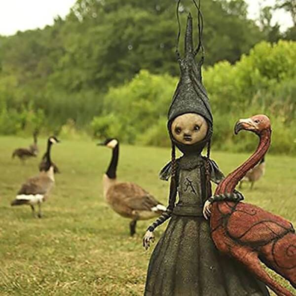 Häxor Skulpturer Konst Docka Skulpturer FLAMINGO HÄXA FLAMINGO Flamingo Witch