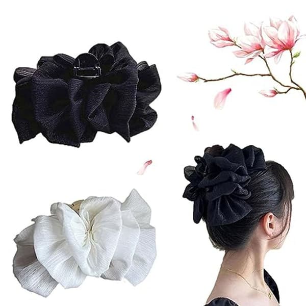Mesh Bow Bubble Clip Hårklämmor SVART Black