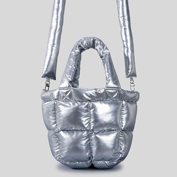 Puffer Kangaskassi Tikattu Puffy Käsilaukku SILVER silver