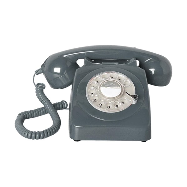 Vintage pyörivä puhelin, retrotyylinen lankapuhelin HARMAA Grey