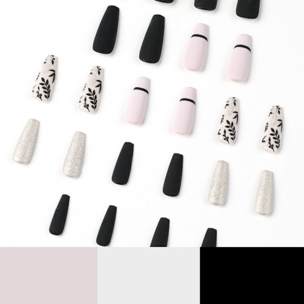Fake Nails Ballerina Frosted Leaves