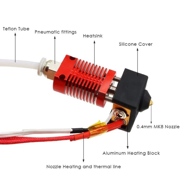 Hot End Kit Samlet ekstruder Hotend Udvendig gevindforbindelse