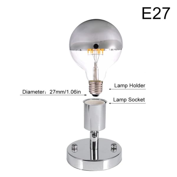 E27 Ljussockel Lampfot KROM Chrome