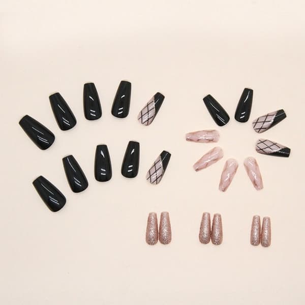 24stk False Nails Long Square French W311
