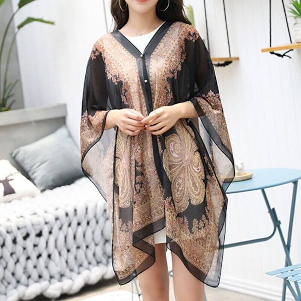 Sjal Tørklæde Beach Cover Up SORT Black
