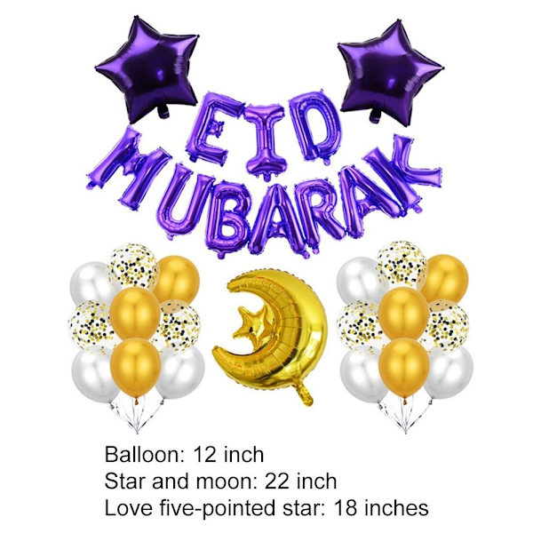 Eid Mubarak Balloner Bogstav Folieballoner SØLV