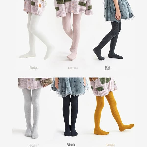 Barnetights Strikket bomullsstrømpebukse LYS GRÅ L LIGHT GREY L