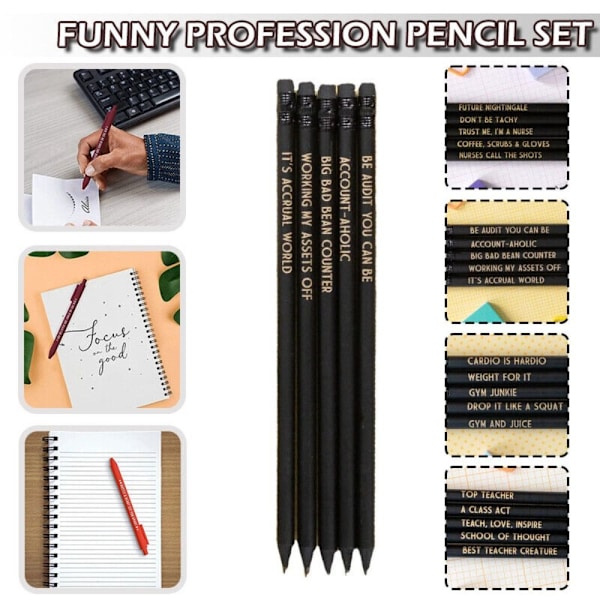 5 kpl Funny Profession Pencil Set TILINPÄÄTÖS Accountant