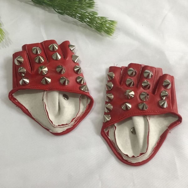 Punk Handsker Half Finger Handsker SORT SMAL NITTE SMAL NITTE black smal rivet-smal rivet