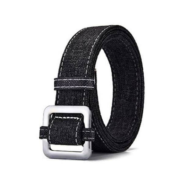 Denim canvas bælte legering, ikke-porøst spænde linning SORT black
