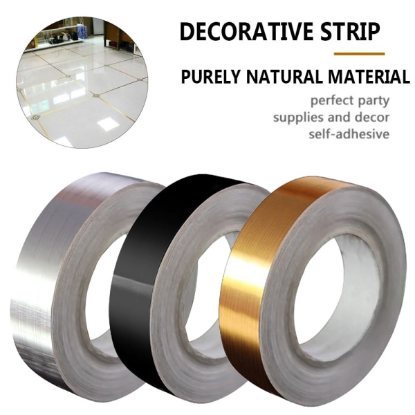 50m/Rulle Dekoration Tape Tile Sticker Seam Line Gold 1.2cm Width