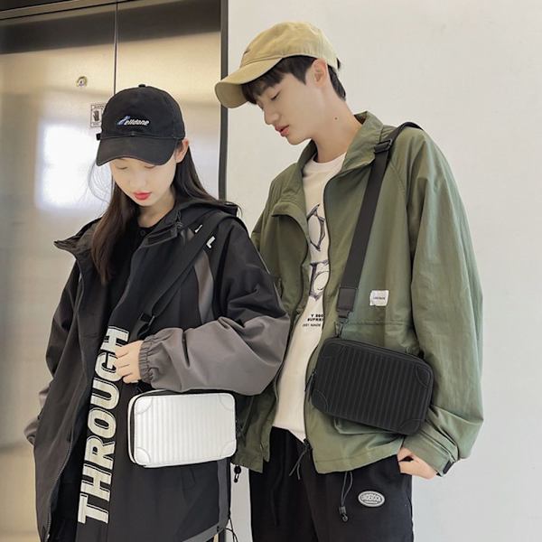 Hip-hop Messenger Box Bag Trendig axelväska svart