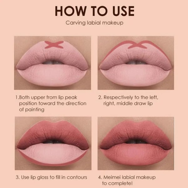 6 farger Lip Gloss Matte Liquid Lip Stick Makeup Langvarig vanntett