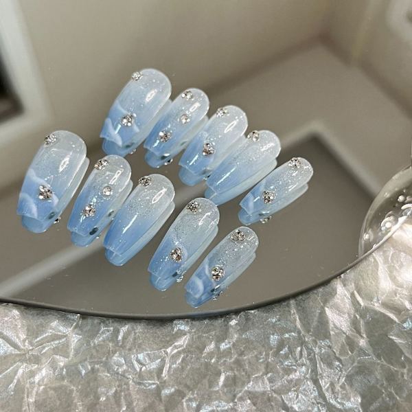 10 kpl Blue Ocean käsintehdyt kynnet Pure Manuaalinen tekonaula XS XS