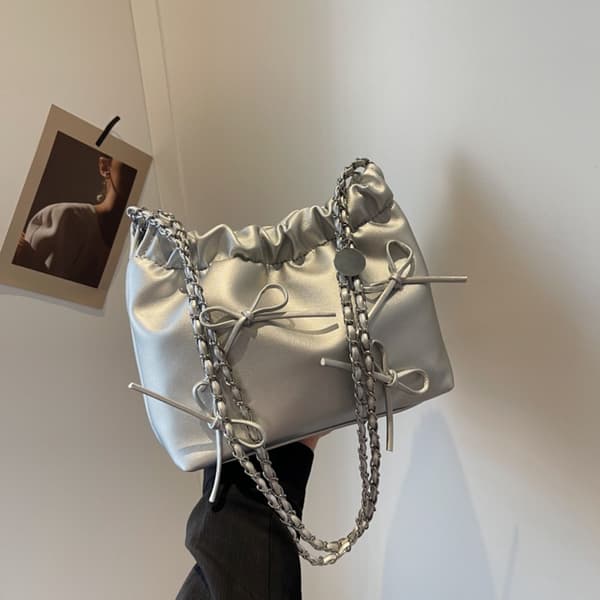 Skuldertaske Shopper Taske SØLV silver