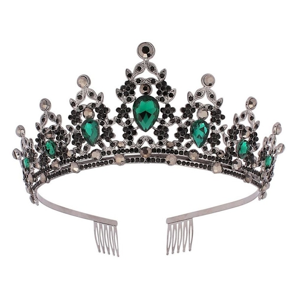 Ylellinen barokkityylinen vintage morsiamenkruunu tiara MUSTA Black
