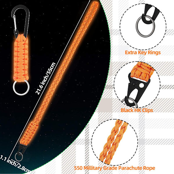 2Pack Paracord avaimenperä koukku D Ring karabiinipidikkeet