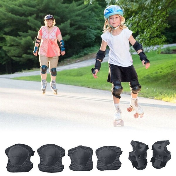 6st/ set Skyddsutrustning för barn Sport handledsknäskydd black