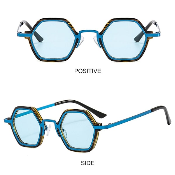 Små polygonala solglasögon Punk Shades LEOPARD-BLÅ LEOPARD-BLÅ Leopard-Blue