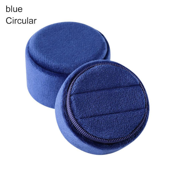 Sammetssmyckeskrin Dubbelring Förvaringslåda BLÅ CIRKULÄR blue Circular-Circular
