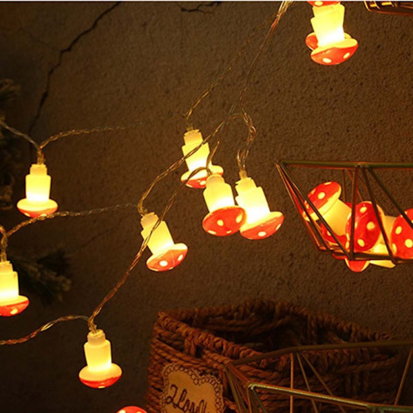 Mushroom Lamp String Lamper Champignon 1,5M 10LED BATTERI 1,5M 1.5m 10LED Battery