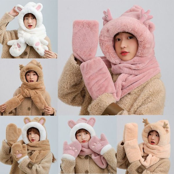 Hupullinen Huivi Käsineet Huivit Huivi Cap TUMMAN PINKKI 2 2 Dark Pink 2-2