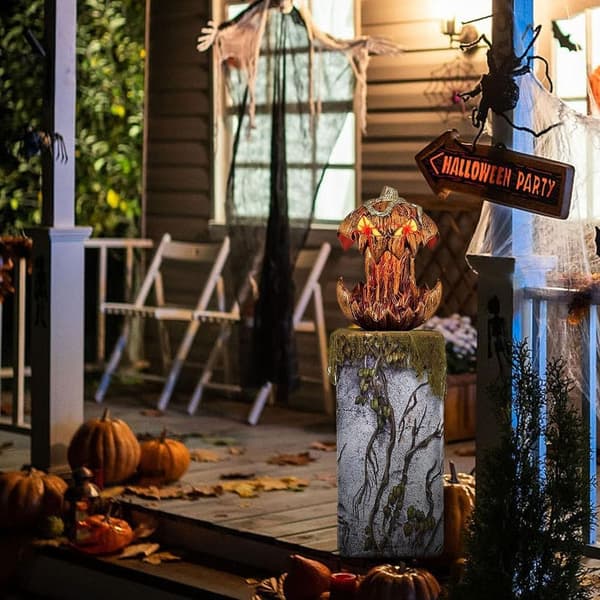 Halloween Pumpa Lantern Skrämmande Pumpa Lantern MED LED MED with LED