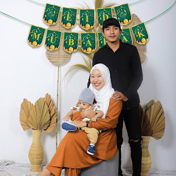 1 sæt Eid Mubarak Banner Bunting Latex Ballon E E