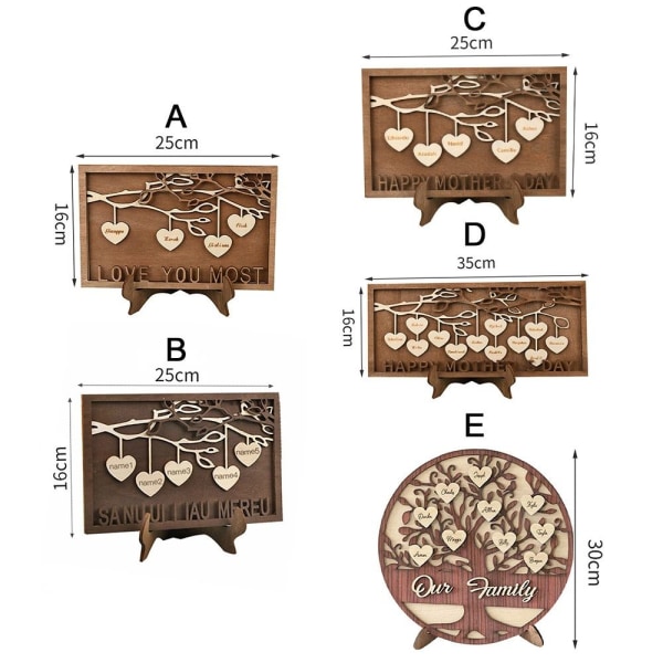 Treplaketter Dekor Personlig familieskilt D D D