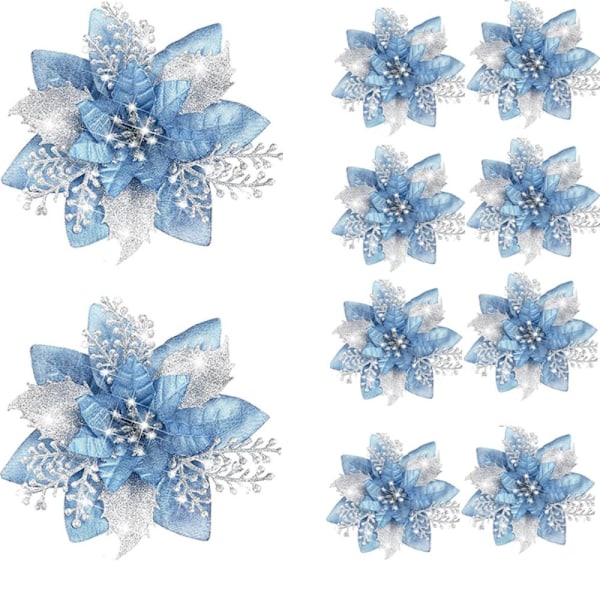 8st Julblomma Julgran Blommor LJUSBLÅTT LJUS light blue