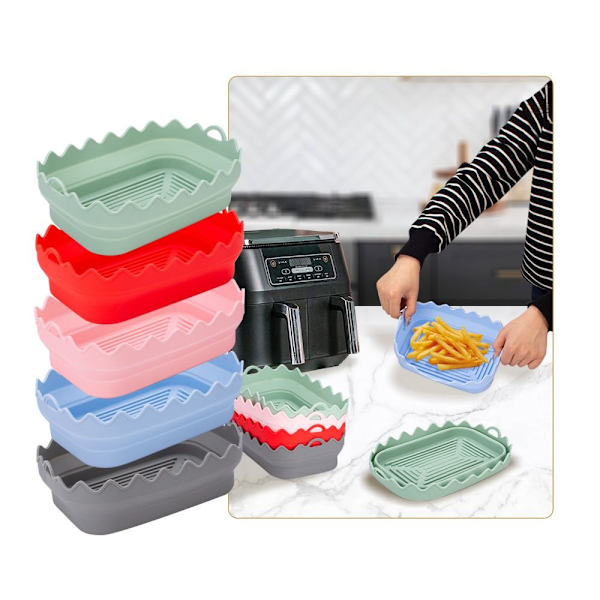 Sammenfoldelig Air Fryer Ovn Bageplade Fried Chicken Basket Mat red