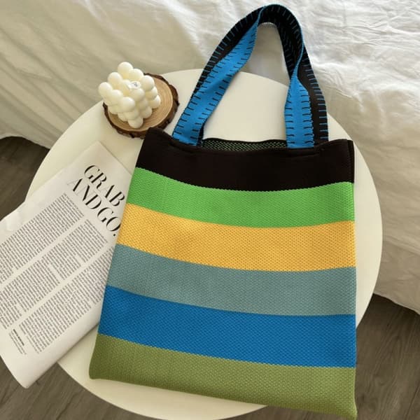 Knit Handbag Kangaskassi SININEN blue