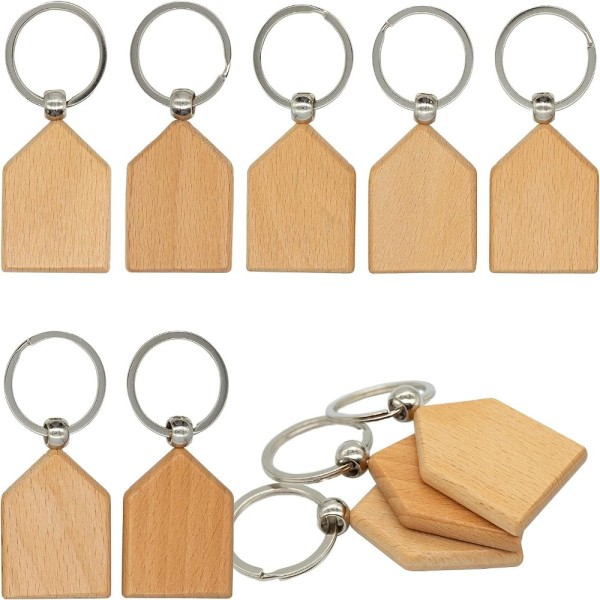 Blank Wood Nyckelringar Personliga DIY Crafts Nyckelring Blanks
