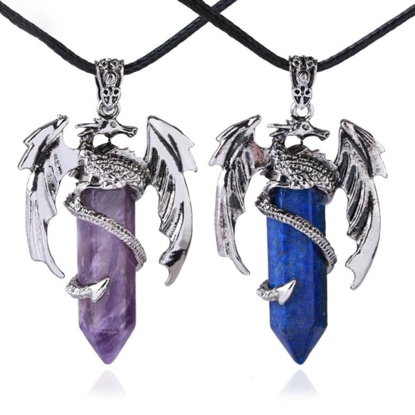 Dragon Man Halsband Hexagonalt hänge LILA purple