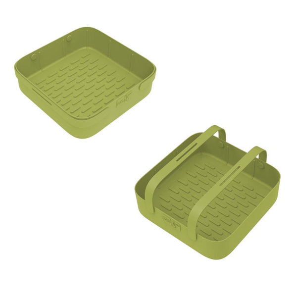 Firkantet Air Fryer Silikone Pot 8 Tommer Silikone ARMY GREEN army green