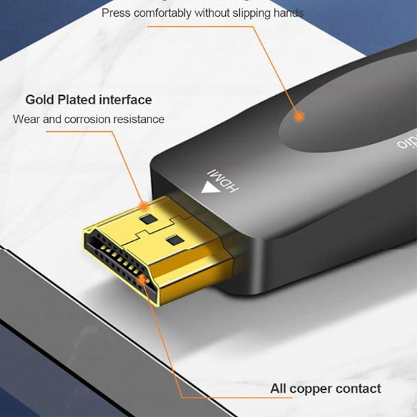 HDMI-kompatibel til VGA Adapter Converter Adapter SORT Black