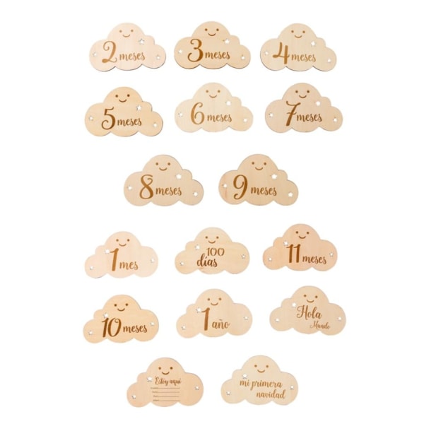 8 Stk Baby Milestone Card Månedskort Cloud Shape