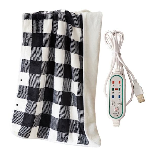 Elektrisk uppvärmd filt sammet varm sjal black checkered blanket