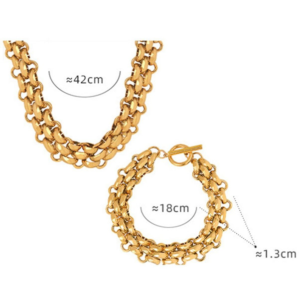 Överdrivet halsband Trendiga Coola Kvinnor Halsband Armband GULD Gold Bracelet-Bracelet